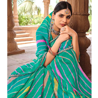 "Fancy Silk Saree Seymore Kesaria -11378 - Click here to View more details about this Product